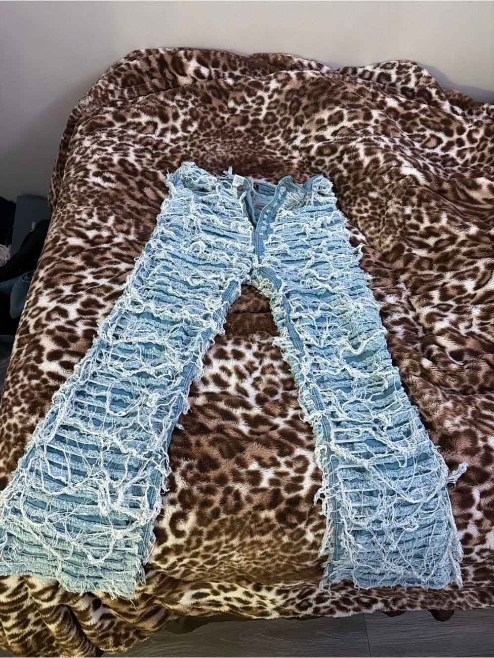 Light Blue Distressed Flare Jeans - Women